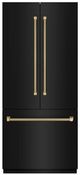 ZLINE Autograph Edition 36 " 19.6 Cu. Ft. Black Stainless Steel with Stainless Steel Interior and Champagne Bronze Helix Handles French Door Built-In Bottom Freezer Refrigerator with Water Dispenser and Ice Maker-0