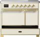 Ilve® Majestic III 40" Antique White Pro Style Induction Range with Solid Door and Brass Trim-2