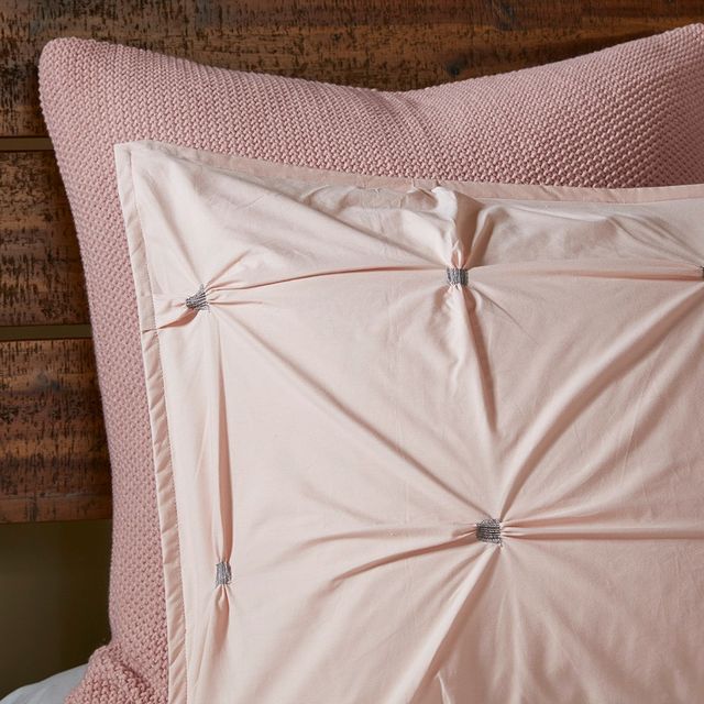 Olliix by INK+IVY 3 Piece Blush King/California King Masie Elastic Embroidered Cotton Comforter Set-1