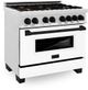 ZLINE Autograph Edition 36" Satin Stainless Steel Pro Style Dual Fuel Range with White Matte Door-1