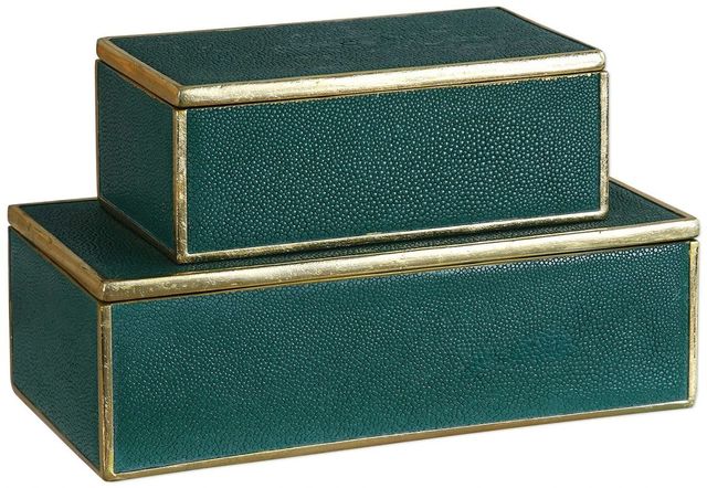 Uttermost® Karis 2-Piece Emerald Green Boxes Set-0