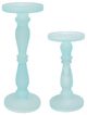 A & B Home 2-Piece Frosted Blue Pedestal Glass Candle Holder Set-0