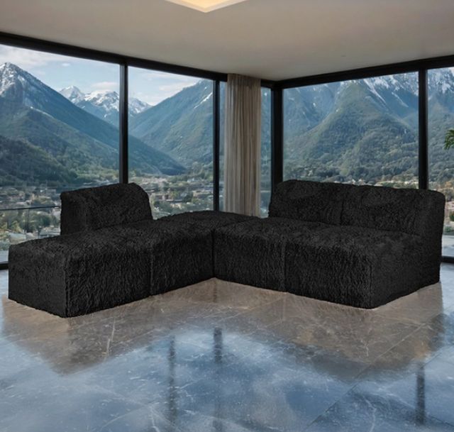Furniture of America® Nappi Black L-Sectional-1