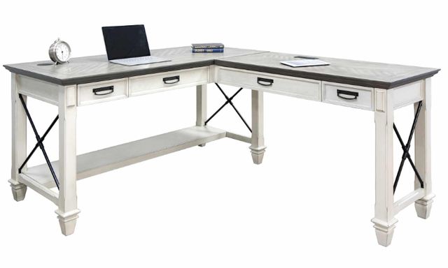 Martin Furniture Hartford Brown/White Open L-Shaped Desk -0