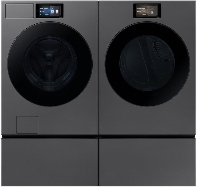 Samsung Bespoke 27" W x 15" H Dark Steel Laundry Pedestal with Storage Drawer-2