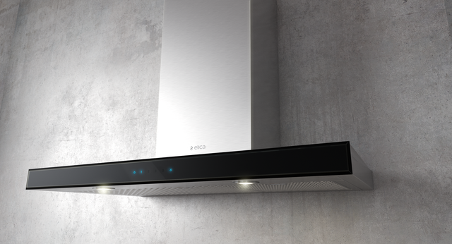 Elica Techne Series Mezzano 36" Stainless Steel Wall Mounted Range Hood with Black Glass Trim-2
