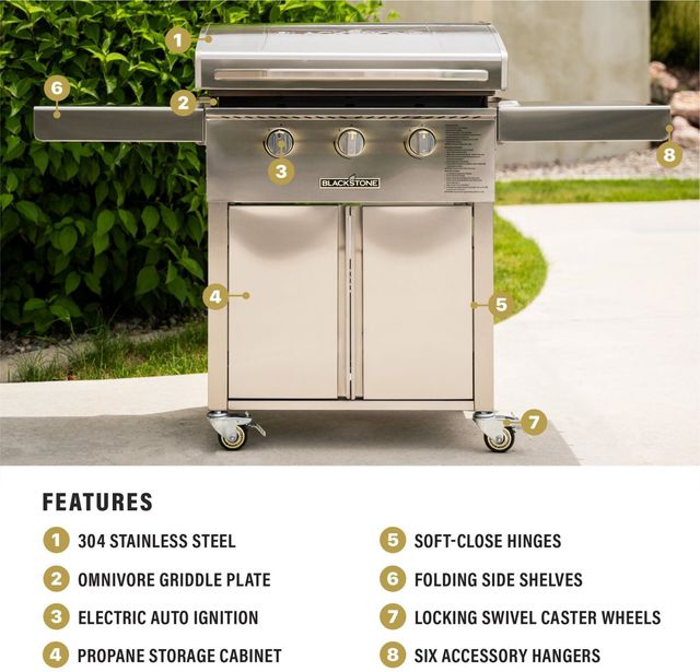 Blackstone® 3-Burner Stainless Steel Freestanding Liquid Propane Grill-2