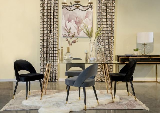 Coaster® Gilman Glass Top Dining Table with Polished Gold Tapered Legs-1
