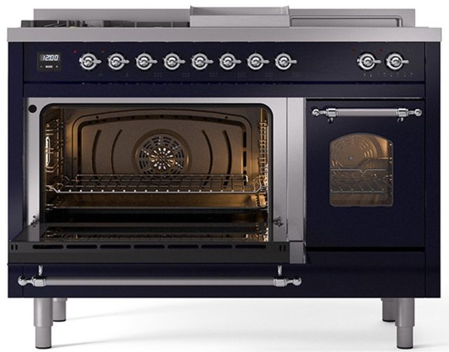 Ilve® Nostalgie II Series 48" Midnight Blue Pro Style Dual Fuel Range-2