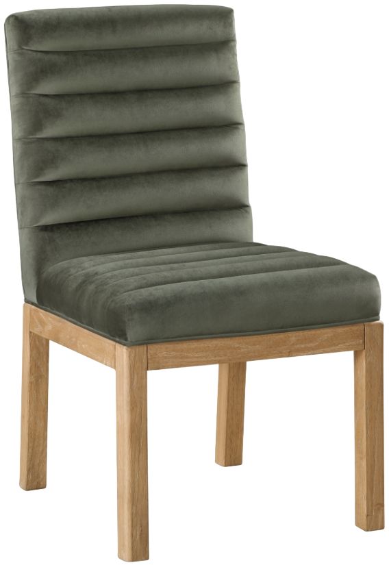 Meridian Furniture Evelyn Green/Natural Velvet Upholstered Side Chair-0