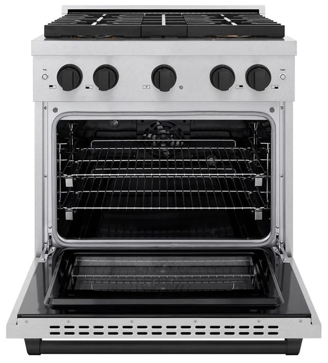 ZLINE Autograph Edition Paramount 30" 4.2 Cu. Ft. Satin Stainless Steel Dual Fuel Range with 4 Burner DuoPro™ Cooktop and Electric Convection Oven in Matte Black Accents-1
