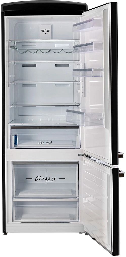 Unique Appliances Classic Retro 28" 17 Cu. Ft. Midnight Black Counter Depth Bottom Freezer Refrigerator-1