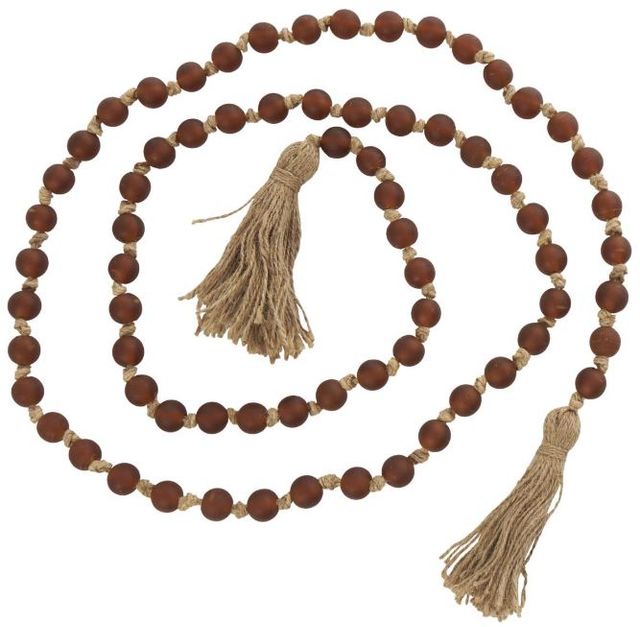 Deco Marche Orange Glass Round Long Frosted Beaded Garland-0