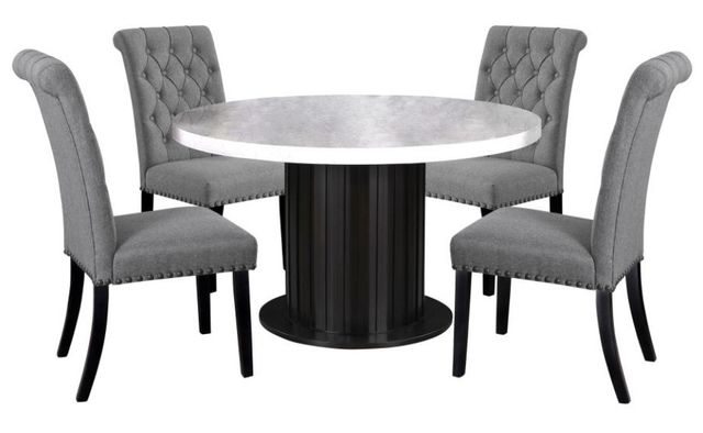 Coaster® Sherry 5-Piece Gray Round Marble Top Dining Table Set-0