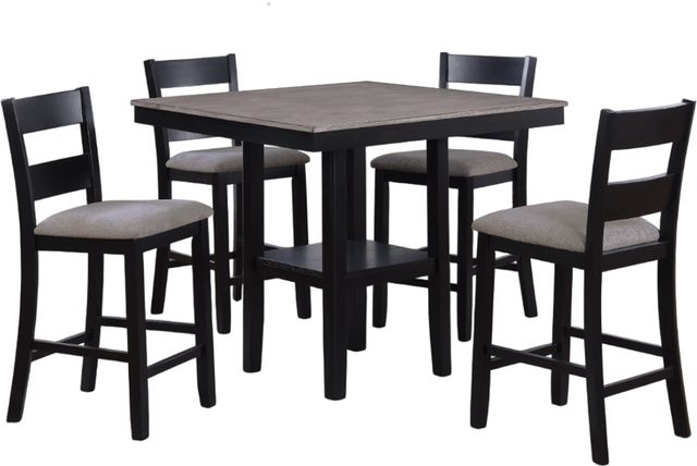 Crown Mark Lester 5-Piece Black/Light Gray Counter Dining Set-0
