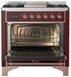 Ilve® Majestic III 36" Burgundy Pro Style Dual Fuel Liquid Propane Range with Solid Door and Copper Trim-1