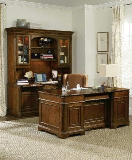 Hooker® Furniture Brookhaven Distressed Medium Clear Cherry Executive Desk-1