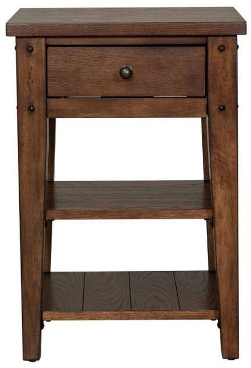 Liberty Furniture Lake House Rustic Brown Oak Chairside Table-2