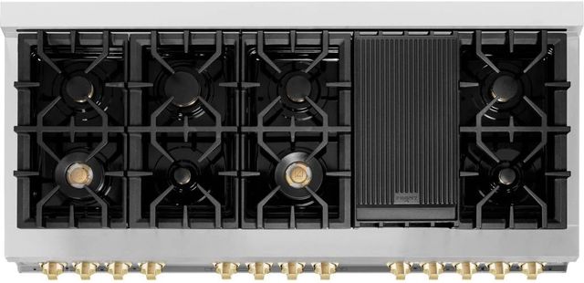 ZLINE Autograph Edition 60" Stainless Steel Pro Style Dual Fuel Range with Polished Gold Accents-2