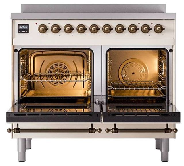 Ilve® Nostalgie II Noblesse 40'' Antique White Pro Style Induction Range with Burnished Trim-2