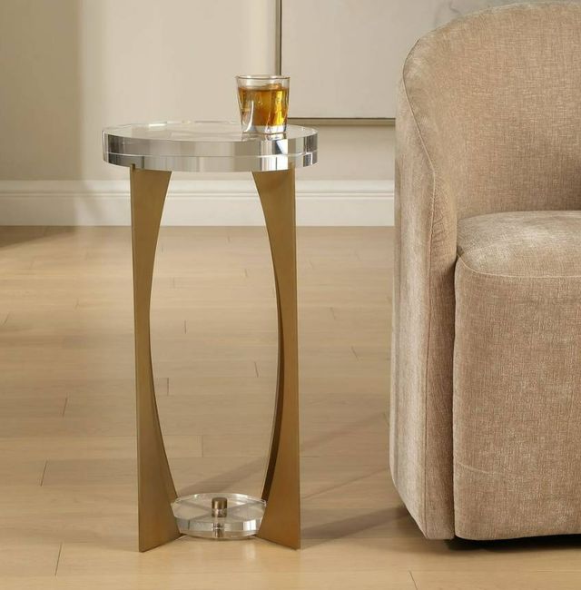 Uttermost® Kolkata Crystal Top Accent Table with Brass Base-1