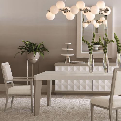 Bernhardt Axiom Linear White Top Dining Table with Linear Gray Base-1
