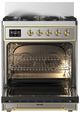 Ilve® Majestic III 30" Stainless Steel Pro Style Dual Fuel Natural Gas Range with Solid Door and Brass Trim-1
