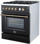 FORNO® Giovanni Series Alta Qualita 30" Black and Antique Brass Pro Style Gas Range-3
