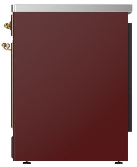 Ilve® Majestic III 30" Burgundy Pro Style Induction Range with Solid Door and Brass Trim-3