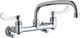 Elkay Chrome Foodservice 8" Centerset Wall Mount Faucet with 10" Arc Tube Spout and Wristblade Handles Offset Inlets Stop-0