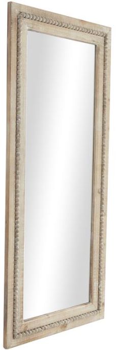 Deco Marche Washed Brown Rectangular Beaded Wall Mirror-1