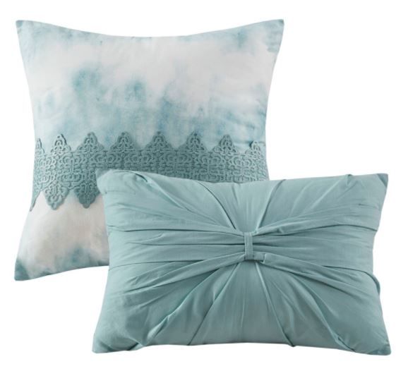 Olliix by Madison Park Lila Aqua King/California King Five Piece Cotton Comforter Set-4