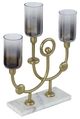 A & B Home Percy Black/Gold/White Glass and Aluminum Candle Holder-0