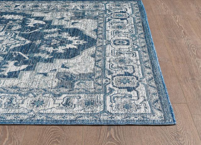 KAS Rugs Dahlia Ivory/Blue Medallion 5'x7' Area Rug-3