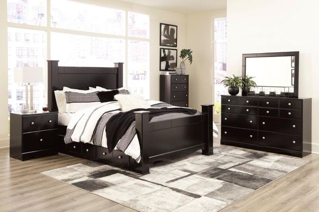 Signature Design by Ashley® Mirlotown 3-Piece Almost Black King Poster Bed Set-3