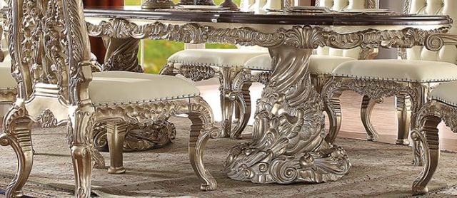 Homey Design 9-Piece Light Gray/Metallic Silver Dining Room Set-3