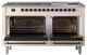 Ilve® Nostalgie II Noblesse 60'' Antique White Pro Style Dual Fuel Range with Burnished Trim-2