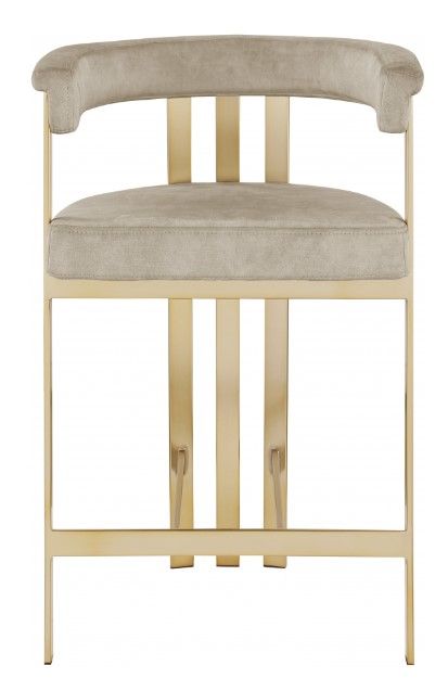 Meridian Furniture Marcello Stone-Brushed Brass Counter Stool-1