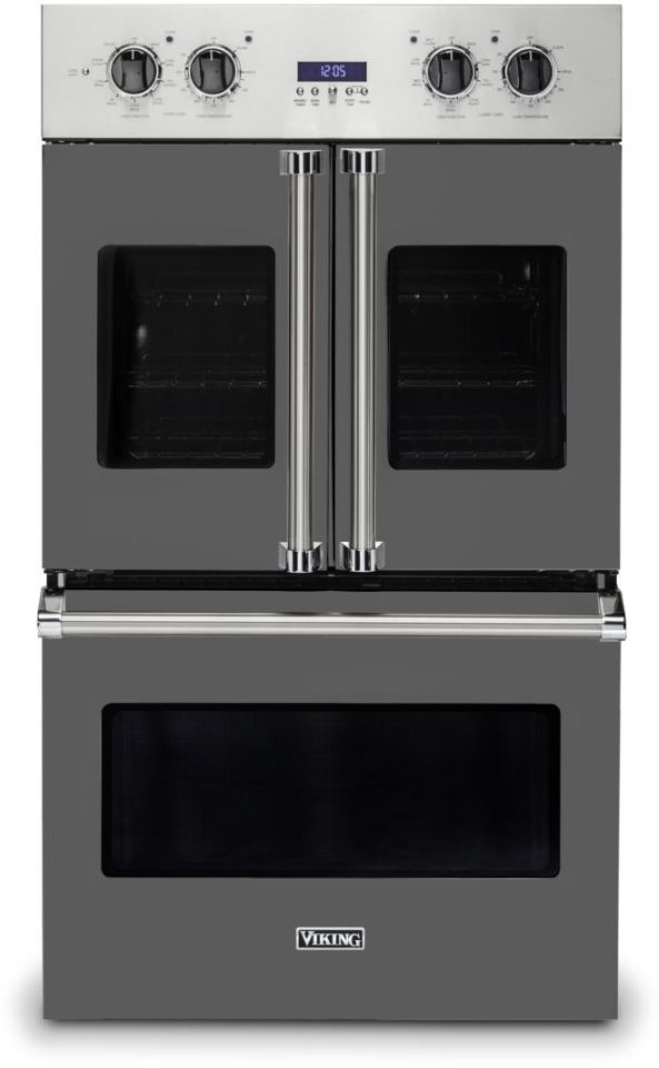 Viking® 7 Series 30" Damascus Grey Professional Built In Double Electric French Door Wall Oven-0
