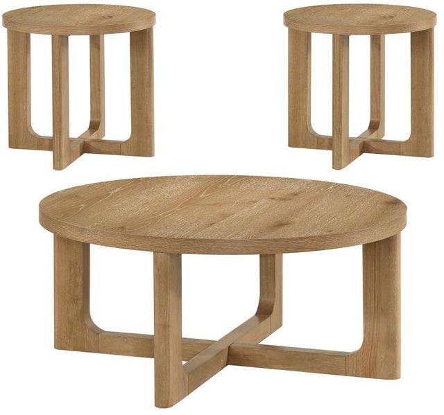 Coaster® Kessler 3-Piece Light Oak Coffee Table Set-0