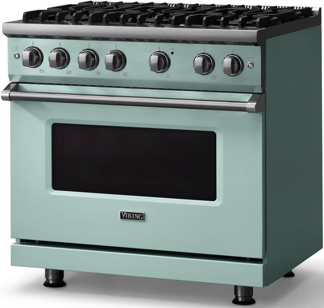 Viking® 5 Series 36" Splash Pro Style Gas (NG) Range with Polished Chrome Trim-2
