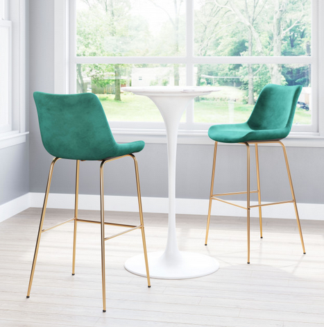Zuo® Modern Tony Green/Gold Bar Chair-2