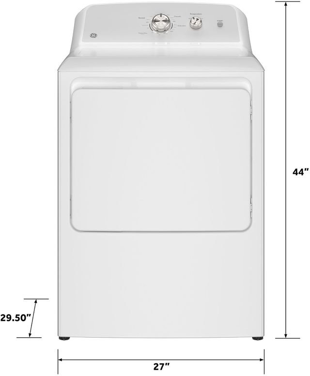 GE® 7.2 Cu. Ft. White Electric Dryer with Silver Matte Backsplash  -2