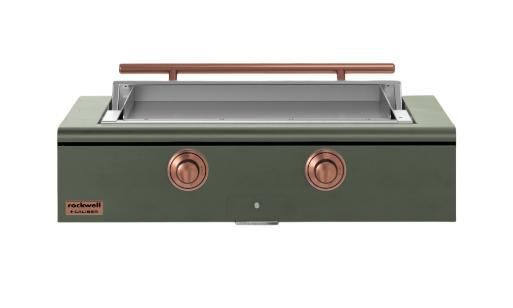 Caliber™ Rockwell Social 42" Olive Built-In Natural Gas Outdoor Griddle with Copper Hardware-0