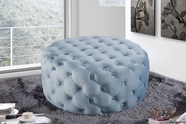 Meridian Furniture Addison Sky Blue Velvet Ottoman-1