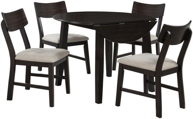 Coaster® Catley 5-Piece Dark Coffee/Ivory Round Drop Leaf Dining Table Set-1