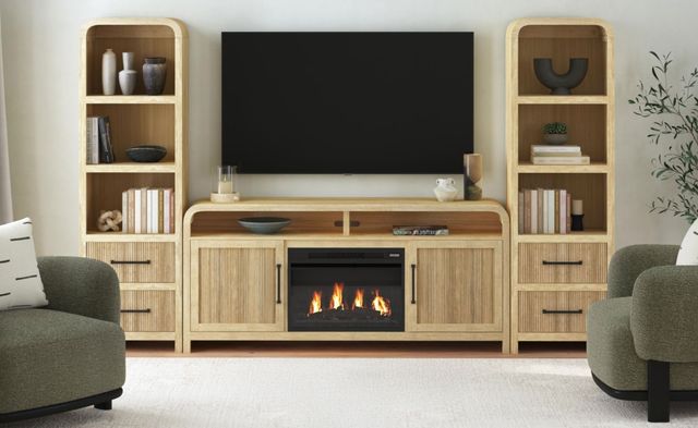 Elements International Ridgemont 4-Piece Natural Entertainment Unit with 70" TV Console-1