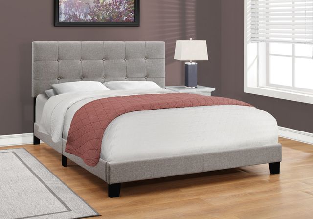 Monarch Specialties Inc. Grey Linen Queen Bed-3