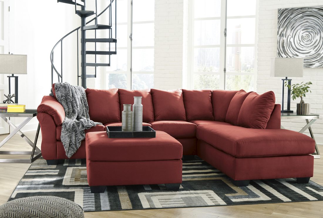 Signature Design by Ashley Darcy 2 Piece Salsa Right Arm Facing Sofa Sectional and Chaise Farnham s Furniture Galleries Casper Wyoming