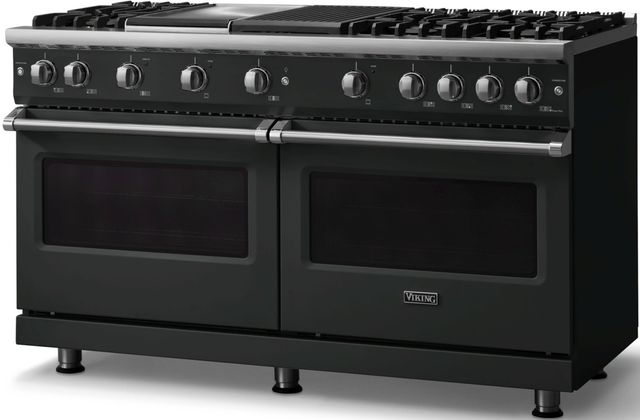 Viking® 5 Series 60" Antique Bronze Pro Style Gas (LP) Range with Polished Chrome Trim-2